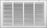 24"x12" White Steel Return Air Filter Grille, Fixed Hinged, for 1-Inch Filters