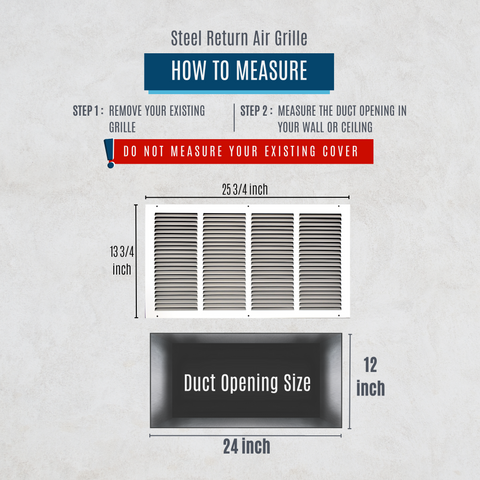 24"x12" White Steel Return Air Grille, High-Airflow HVAC Cold Air Intake for Wall & Ceiling