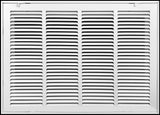 24"x14" White Steel Return Air Filter Grille, Fixed Hinged, for 1-Inch Filters