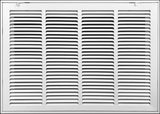 24"x14" White Steel Return Air Filter Grille, Removable Door, for 1-Inch Filters