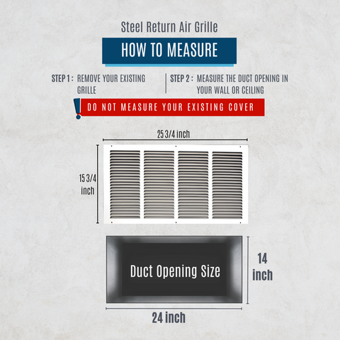 24"x14" White Steel Return Air Grille, High-Airflow HVAC Cold Air Intake for Wall & Ceiling
