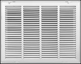 24"x18" White Steel Return Air Filter Grille, Fixed Hinged, for 1-Inch Filters