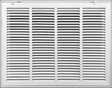 24"x18" White Steel Return Air Filter Grille, Removable Door, for 1-Inch Filters