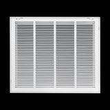 24"x20" White Steel Return Air Filter Grille, Removable Door, Plastic Latches, for 1-Inch Filters