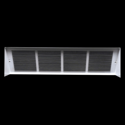 24"x6" White Steel Triangular Baseboard Grille, Efficient Airflow, 3-13/16" Depth