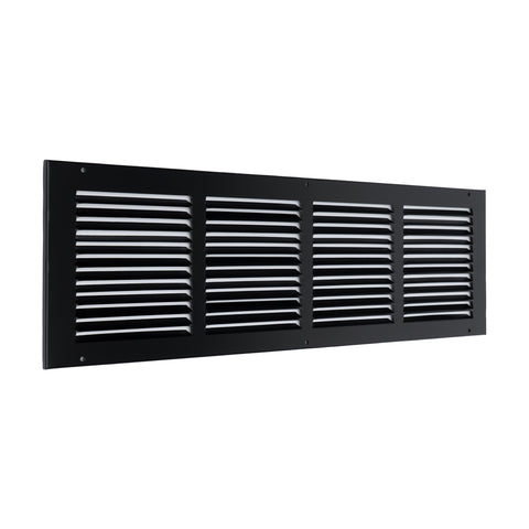 24"x6" Black Steel Return Air Grille, High-Airflow HVAC Cold Air Intake for Wall & Ceiling