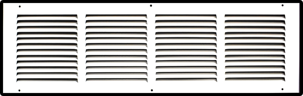 24"x6" White Steel Return Air Grille, High-Airflow HVAC Cold Air Intake for Wall & Ceiling