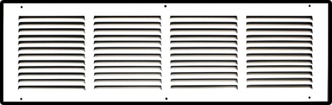 24"x6" White Steel Return Air Grille, High-Airflow HVAC Cold Air Intake for Wall & Ceiling