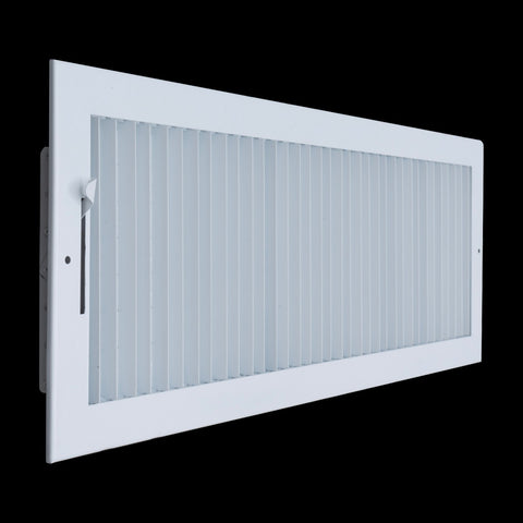 24"x8" White Steel Adjustable Supply Register, Air Vent Cover with Damper for Sidewall Or Ceiling