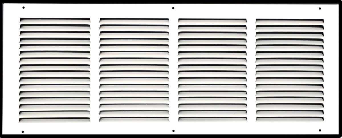 24"x8" White Steel Return Air Grille, High-Airflow HVAC Cold Air Intake for Wall & Ceiling