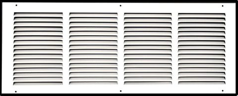 24"x8" White Steel Return Air Grille, High-Airflow HVAC Cold Air Intake for Wall & Ceiling