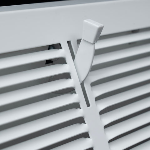 14"x6" White Steel Triangular Baseboard Grille, with Damper, 3-13/16" Depth