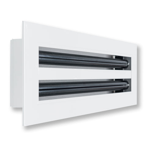 14"x4" White Aluminum Linear 2-Slot Diffuser, Slim Modern AC Vent Cover for Wall, Ceiling & Floor