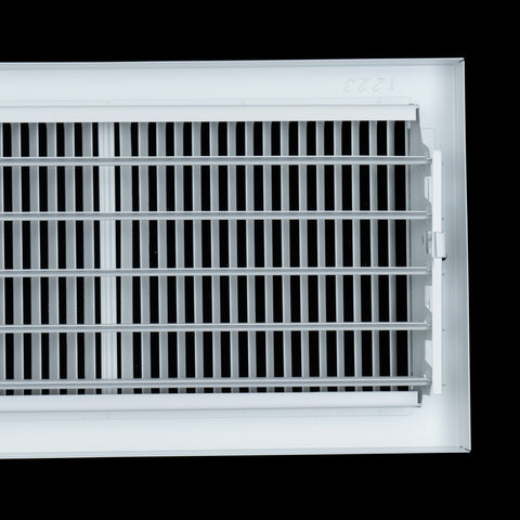 10"x6" White Steel Baseboard Air Supply Grille, Multi-Shutter Damper Vent Cover