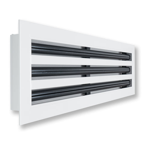 24"x6" White Aluminum Linear 3-Slot Diffuser, Slim Modern AC Vent Cover for Wall, Ceiling & Floor