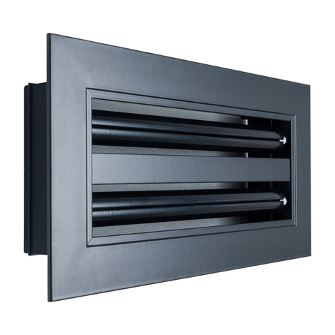 10"x4" Black Aluminum Linear 2-Slot Diffuser, Slim Modern AC Vent Cover for Wall, Ceiling & Floor