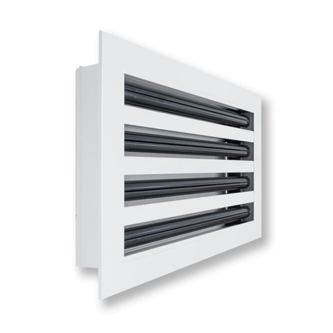 14"x8" White Aluminum Linear 4-Slot Diffuser, Slim Modern AC Vent Cover for Wall, Ceiling & Floor