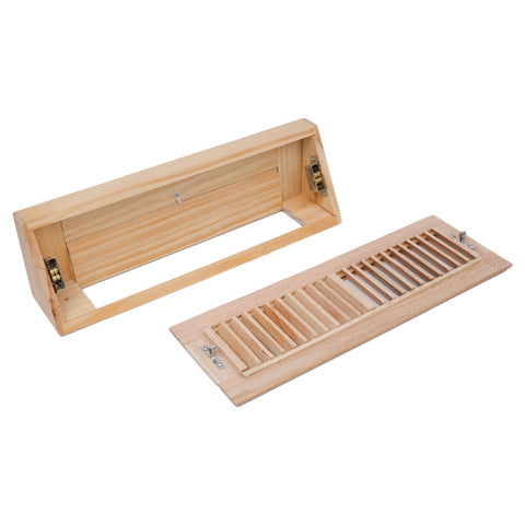 24" Oak Wood Corner Baseboard Register, Adjustable Vent Cover