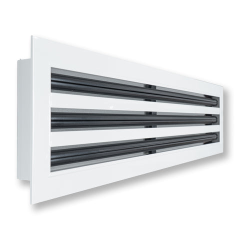 30"x6" White Aluminum Linear 3-Slot Diffuser, Slim Modern AC Vent Cover for Wall, Ceiling & Floor