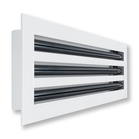 20"x6" White Aluminum Linear 3-Slot Diffuser, Slim Modern AC Vent Cover for Wall, Ceiling & Floor