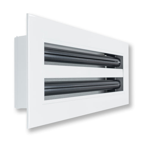 12"x4" White Aluminum Linear 2-Slot Diffuser, Slim Modern AC Vent Cover for Wall, Ceiling & Floor