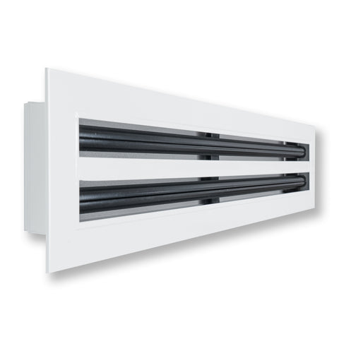 24"x4" White Aluminum Linear 2-Slot Diffuser, Slim Modern AC Vent Cover for Wall, Ceiling & Floor