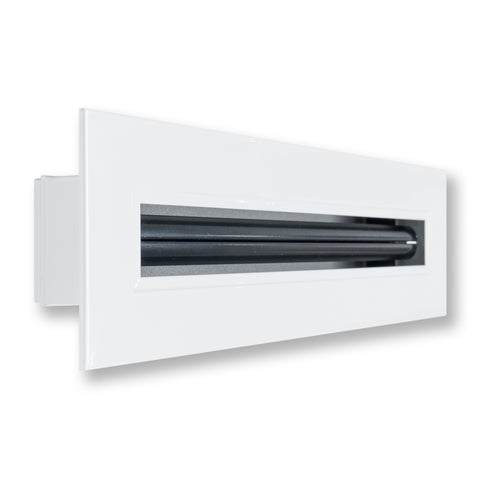 12"x2" White Aluminum Linear 1-Slot Diffuser, Slim Modern AC Vent Cover for Wall, Ceiling & Floor