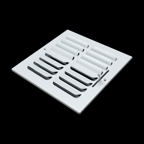 8"x8" 2-Way White Steel Fixed Curved Blade Air Supply Diffuser, Directional Register Vent Cover for Sidewall Or Ceiling