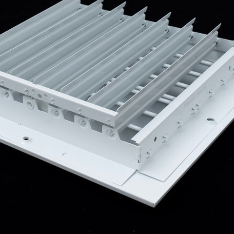 8"x8" 2-Way White Aluminum Adjustable Curved Blade Supply Register, Air Vent Cover with Damper for Sidewall Or Ceiling
