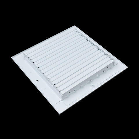 10"x10" 2-Way White Aluminum Adjustable Curved Blade Supply Register, Air Vent Cover with Damper for Sidewall Or Ceiling