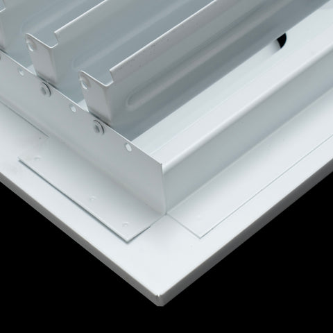 8"x8" 2-Way White Steel Fixed Curved Blade Air Supply Diffuser, Directional Register Vent Cover for Sidewall Or Ceiling