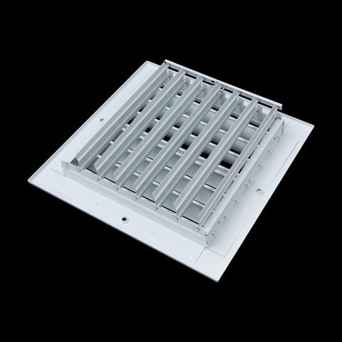 8"x8" 2-Way White Aluminum Adjustable Curved Blade Supply Register, Air Vent Cover with Damper for Sidewall Or Ceiling