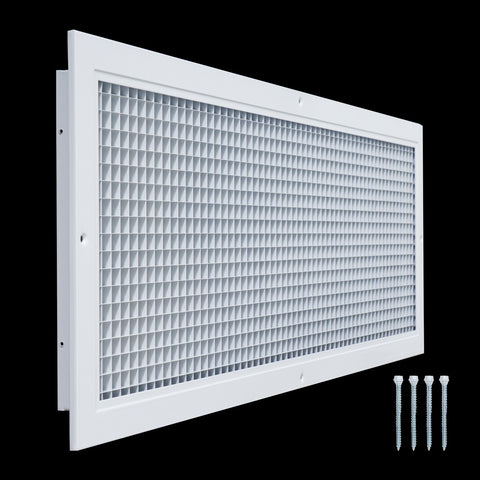 30"x10" White Aluminum Eggcrate Return Air Grille, Low-Noise High-Airflow Rust-Proof Vent Cover