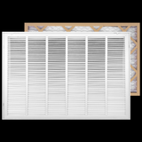 30"x20" White Steel Return Air Filter Grille, Filter Included, Removable Door