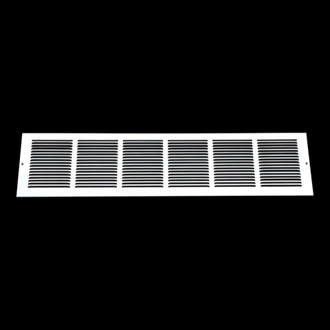 30"x6" White Steel Triangular Baseboard Grille, Efficient Airflow, 3-13/16" Depth