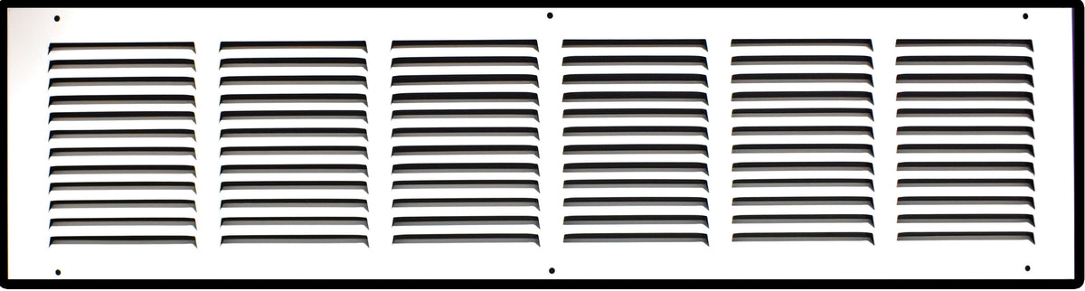 30"x6" White Steel Return Air Grille, High-Airflow HVAC Cold Air Intake for Wall & Ceiling