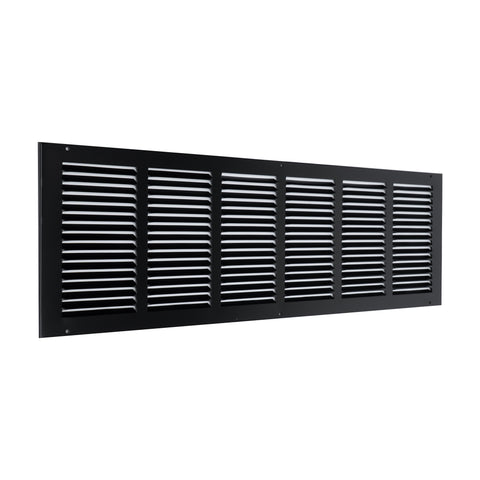 30"x8" Black Steel Return Air Grille, High-Airflow HVAC Cold Air Intake for Wall & Ceiling