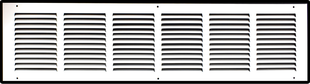 30"x8" White Steel Return Air Grille, High-Airflow HVAC Cold Air Intake for Wall & Ceiling
