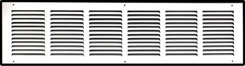 30"x8" White Steel Return Air Grille, High-Airflow HVAC Cold Air Intake for Wall & Ceiling
