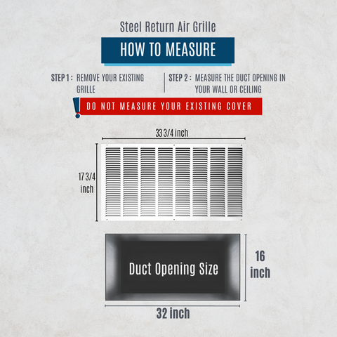 32"x16" White Steel Return Air Grille, High-Airflow HVAC Cold Air Intake for Wall & Ceiling