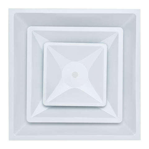 Fits 24"x24" White Steel T-Bar Drop Ceiling Diffuser, 2x2 Lay-In 2-Cone, 8" Round Neck