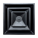 Fits 24"x24" Black Steel T-Bar Drop Ceiling Diffuser, 2x2 Lay-In 2-Cone, 6" Round Neck