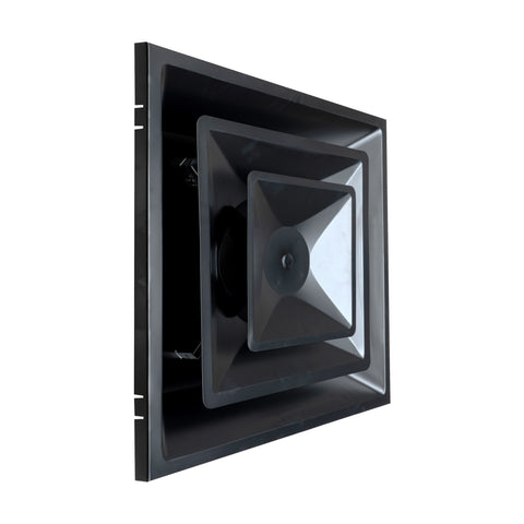 Fits 24"x24" Black Steel T-Bar Drop Ceiling Diffuser, 2x2 Lay-In 2-Cone, 6" Round Neck