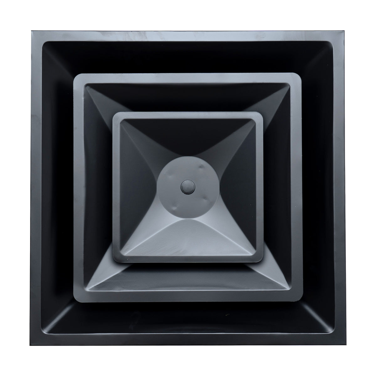 Fits 24"x24" Black Steel T-Bar Drop Ceiling Diffuser, 2x2 Lay-In 2-Cone, 8" Round Neck