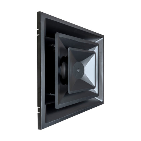 Fits 24"x24" Black Steel T-Bar Drop Ceiling Diffuser, 2x2 Lay-In 2-Cone, 8" Round Neck