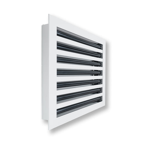 14"x14" White Aluminum Linear 7-Slot Diffuser, Slim Modern AC Vent Cover for Wall, Ceiling & Floor