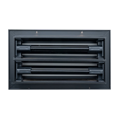 8"x4" Black Aluminum Linear 2-Slot Diffuser, Slim Modern AC Vent Cover for Wall, Ceiling & Floor