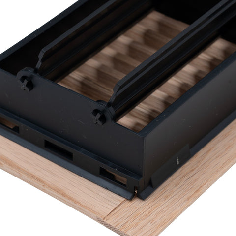 2"x12" Oak Wood Floor Register, Walkable Louvered Vent Cover with Damper