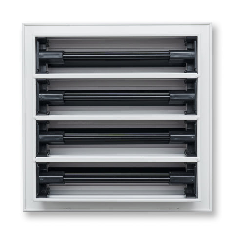8"x8" White Aluminum Linear 4-Slot Diffuser, Slim Modern AC Vent Cover for Wall, Ceiling & Floor