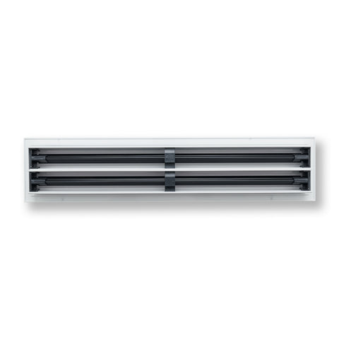 24"x4" White Aluminum Linear 2-Slot Diffuser, Slim Modern AC Vent Cover for Wall, Ceiling & Floor